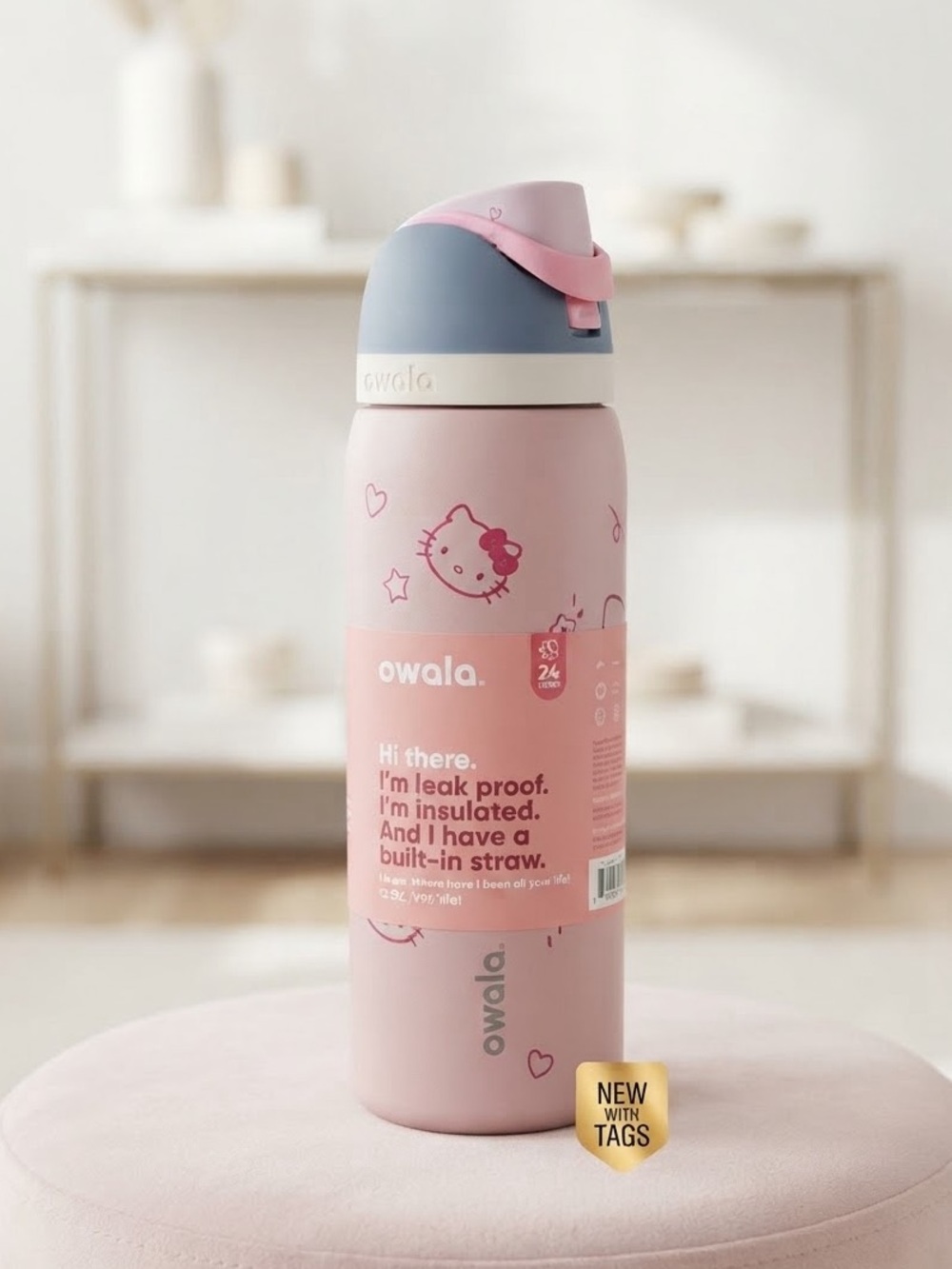 Owala 32oz Insulated Water Bottle with Built-in Straw hello kitty viral blue